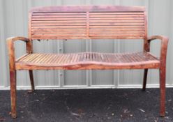 Teak garden bench, length 131cm