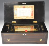 Paillard Vaucher Fils Ste Croix late 19th century eight air rosewood and marquetry inlaid cased