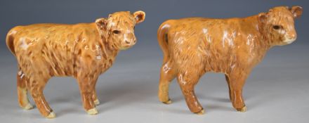 Two Beswick Highland calf figures, height 7.5cm