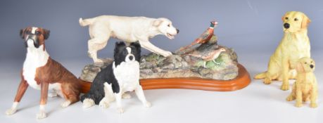 Border Fine Arts figure of a Labrador flushing pheasants, signed Margaret Turner and four other