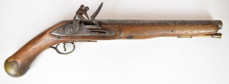 Flintlock belt pistol with lock stamped 'Tower' and with crown over 'GR' cypher, line engraved