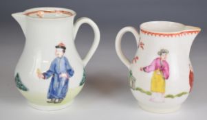 First period Worcester sparrow beak jug and one other, probably Worcester, both with Chinoiserie