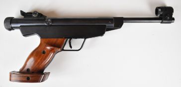 Original Model 6G .177 target air pistol with adjustable wooden grips, trigger and sights, serial