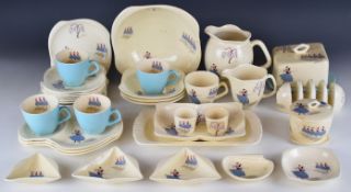 Beswick retro / mid century modern tea and decorative ware decorated in the Ballet pattern including