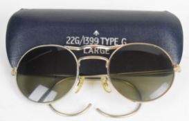 Cased pair of military sunglasses, marked to case 22G/1933 Type G Large
