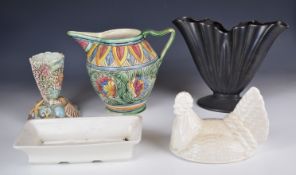 Collection of Beswick retro / mid century modern dishes, vases, jugs and figural chicken egg