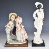 Two Florence Armani figures / figural groups comprising lady with poodle and child sweethearts,