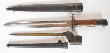 Thailand Mauser bayonet with 24.5cm fullered blade and scabbard, together with a British spike
