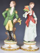 Pair of Capodimonte figures of Napoleon and Josephine, signed Tosca, height 38cm