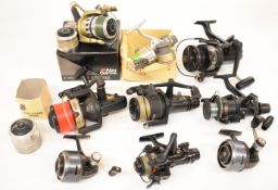 Collection of Abu / Shimano fixed spool and closed face fishing reels including two Abu 506, Shimano