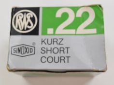 Five-hundred .22 RWS rifle cartridges, all in original boxes. PLEASE NOTE THAT A VALID RELEVANT