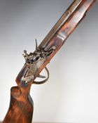 Flintlock cavalry carbine rifle with dog safety, shaped stock, brass trigger guard and 25 inch