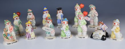 Thirteen Beswick novelty clown figures from the Little Loveables series including special edition