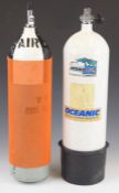 Two compressed air bottles suitable for re-filling PCP air rifles 12.2 litre 13.5kg and 9 litre.