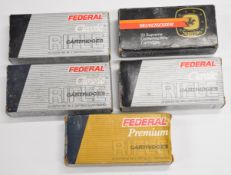 Sixty-seven .22-250 rifle cartridges together with some fired examples suitable for re-loading,