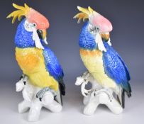 Two large Karl Ens cockatoos, height 33cm