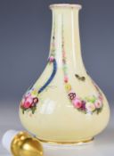 19thC Spode covered scent / perfume bottle decorated with floral swags of flowers and butterflies,