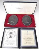 Wedgwood pair of limited edition black basalt busts of Queen Elizabeth II and Prince Philip,