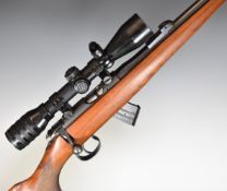 BRNO Model 2-E .22 bolt-action rifle with chequered semi-pistol grip, Kassnar 4x40 scope, sound