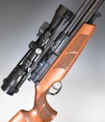 BSA Ultra Multishot .22 PCP carbine air rifle with chequered semi-pistol grip and forend, raised