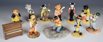 Ten Beswick novelty cat band figures from the Cat Chorus series