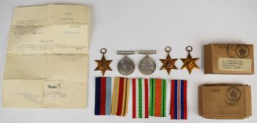 Royal Air Force WW2 medals comprising 1939/1945 Star, Africa Star, Italy Star, Defence Medal and War