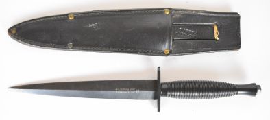 Fairburn Sykes pattern fighting knife marked Nowill & Sons and cross keys to 17cm double edged