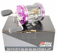 Abu Ambassadeur 6500C4 limited edition violet multiplier fishing reel, boxed with paperwork, new /