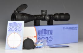 Milbro 2020 Optic Series 2.5-10x40 AOIR rifle scope, in original box with instructions and