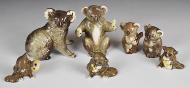 Beswick koala and bush baby family figures, tallest 9cm
