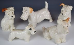 Five larger Beswick Sealyham terrier figures, tallest 16cm