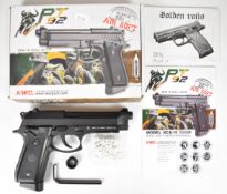 KWC PT92 6mm CO2 air pistol with chequered composite grip and fixed sights, serial number