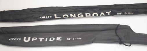 Two Greys sea fishing rods Uptide 10' 6-10oz and Longboat 8'6