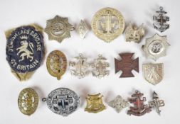 Collection of Boys Brigade badges including makers William Dowler and Butler, together with two