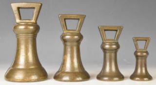 Run of four likely Georgian Somerset District bell weights, 7lb down to 1lb, various proof marks