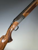 Blaser F16 12 bore over under ejector shotgun with named locks and underside, chequered semi-