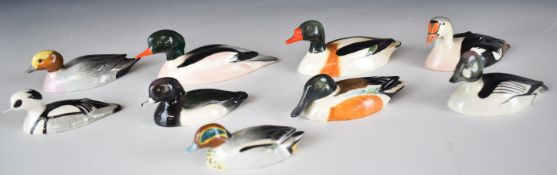 Sir Peter Scott for Beswick nine approved ducks including goosander and shelduck (with unusual