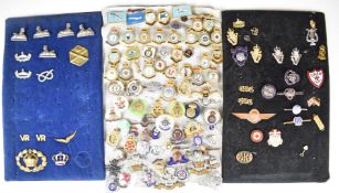 Approximately eighty military badges including Lancashire Fusiliers, Royal Dragoon Guards, Royal