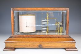 John Davis & Son (Derby) oak cased barograph, length 37cm