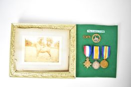 British Army WW1 medal trio comprising 1914/1915 Star, War Medal and Victory Medal named to Pte F