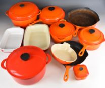 Le Creuset and similar pans and other cooking pots, the Le Creuset comprising three lidded pans with