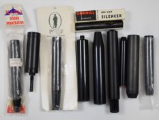 Ten various rifle sound moderators including Weihrauch, Kasu, Bisley etc, some in original