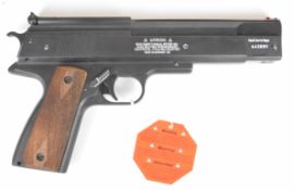 Weihrauch HW45 .22 air pistol with chequered wooden grips and adjustable sights and trigger,