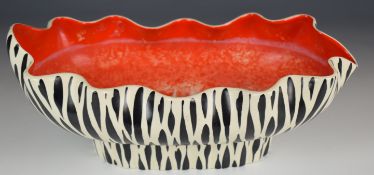 Beswick retro / mid century modern shaped centre piece jardinière decorated in the Zebrette pattern,