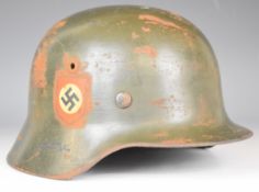 German WW2 Nazi Third Reich Police helmet, stamped NS60 and E208 to inner rim
