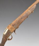 Percussion hammer action training rifle with semi-pistol grip, wrist marked 'C 19' and 29 inch