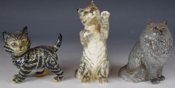 Beswick cats including Persian swiss roll and seated grey Persian model 1880, tallest 14cm
