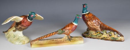 Beswick three pheasant figures, tallest 18cm