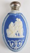 Wedgwood Jasperware scent / perfume bottle with hallmarked silver mount decorated with classical