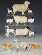 Collection of Beswick sheep, lamb and goat figures, tallest 11cm